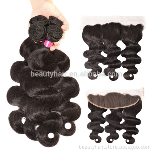 Cheap Virgin Hair Bundles With Lace Frontal Closure